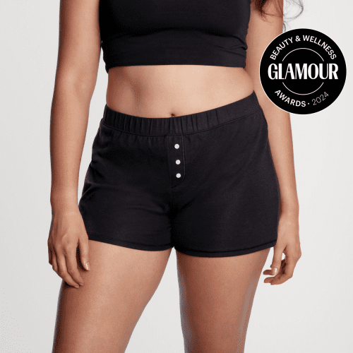 GlamourBadge Thinx Signature Overnight Sleep Shorts Black Front