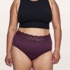 front view of lace hiwaist bladder leak underwear in purple