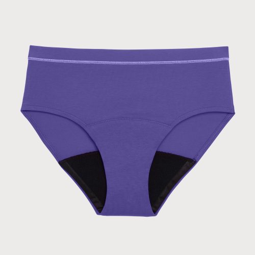 front view of thinx teens brief in violet