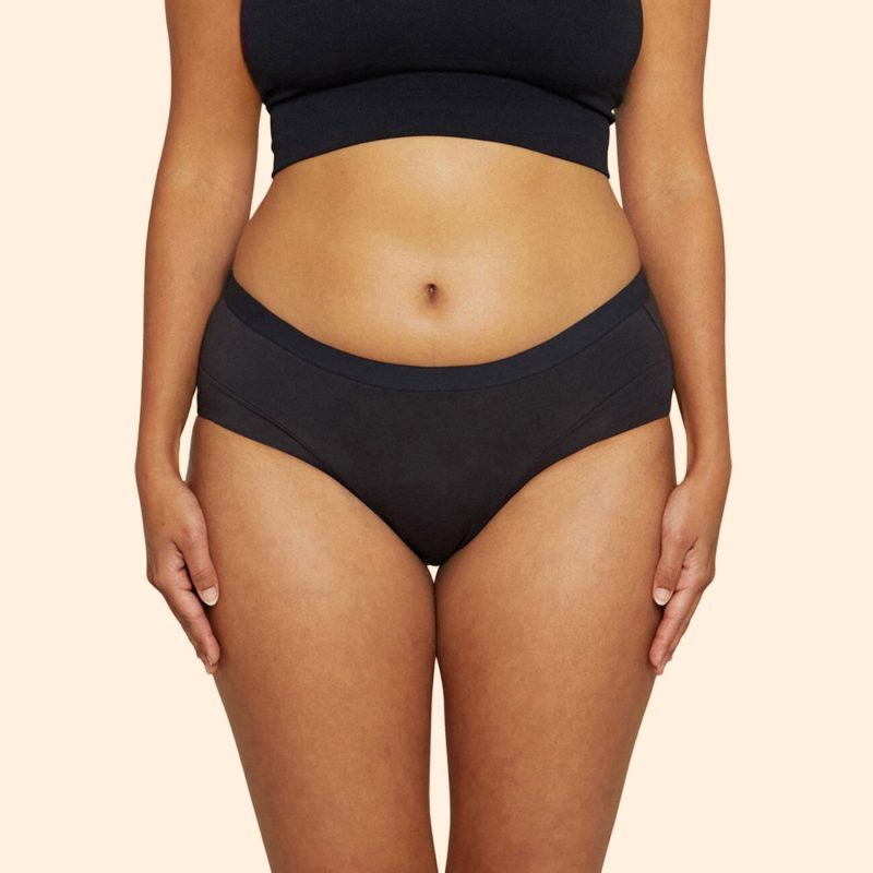 Thinx Cotton Brief Black Front 1