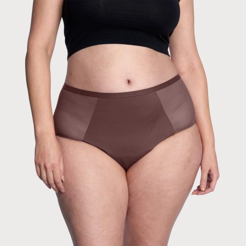 front view of thinx hiwaist in hazelnut